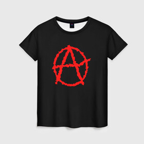 Женская футболка 3D с принтом Анархия в Тюмени, 100% полиэфир ( синтетическое хлопкоподобное полотно) | прямой крой, круглый вырез горловины, длина до линии бедер | art | rock | sons of anarchy | анархия | арт | группа | егор летов | логотип | музыка | панк | панк рок | прикольная | рок | свобода | хаос