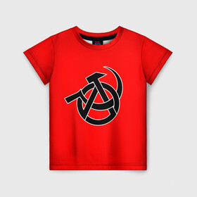 Детская футболка 3D с принтом Анархия в Тюмени, 100% гипоаллергенный полиэфир | прямой крой, круглый вырез горловины, длина до линии бедер, чуть спущенное плечо, ткань немного тянется | art | rock | sons of anarchy | анархия | арт | группа | егор летов | логотип | музыка | панк | панк рок | прикольная | рок | свобода | хаос