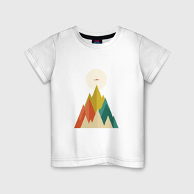 Детская футболка хлопок с принтом Путешественник в Тюмени, 100% хлопок | круглый вырез горловины, полуприлегающий силуэт, длина до линии бедер | геометрия | горы | графика | дизайн | красиво | самолет | солнце | треугольник