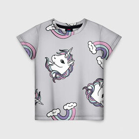 Детская футболка 3D с принтом Радужный единорог в Тюмени, 100% гипоаллергенный полиэфир | прямой крой, круглый вырез горловины, длина до линии бедер, чуть спущенное плечо, ткань немного тянется | Тематика изображения на принте: unicorn | единорог | лошади | лошадь | пони | радуга