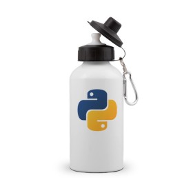 Бутылка спортивная с принтом Python в Тюмени, металл | емкость — 500 мл, в комплекте две пластиковые крышки и карабин для крепления | code | codes | pyhton | код | коды | питон | программирование | язык программирования