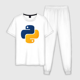 Мужская пижама хлопок с принтом Python в Тюмени, 100% хлопок | брюки и футболка прямого кроя, без карманов, на брюках мягкая резинка на поясе и по низу штанин
 | code | codes | pyhton | код | коды | питон | программирование | язык программирования