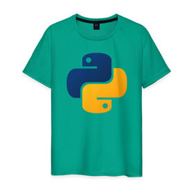 Мужская футболка хлопок с принтом Python в Тюмени, 100% хлопок | прямой крой, круглый вырез горловины, длина до линии бедер, слегка спущенное плечо. | code | codes | pyhton | код | коды | питон | программирование | язык программирования
