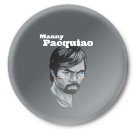 Значок с принтом Manny Pacquiao в Тюмени,  металл | круглая форма, металлическая застежка в виде булавки | manny pacquiao | pac man | pacquiao | бокс | мэнни пакьяо | пакьяо