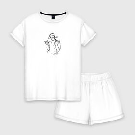 Женская пижама с шортиками хлопок с принтом Everyday в Тюмени, 100% хлопок | футболка прямого кроя, шорты свободные с широкой мягкой резинкой | everyday | you | ежедневность | крутой | минимализм | пацан | показывает | футболка | чб | черно   белая | шапка
