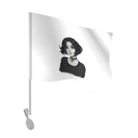 Флаг для автомобиля с принтом Девушка Думер в Тюмени, 100% полиэстер | Размер: 30*21 см | doomer | doomer girl | trad girl | девушка | девушка думер | думер | мем | мемы