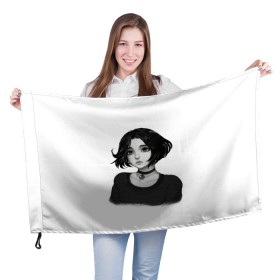 Флаг 3D с принтом Девушка Думер в Тюмени, 100% полиэстер | плотность ткани — 95 г/м2, размер — 67 х 109 см. Принт наносится с одной стороны | doomer | doomer girl | trad girl | девушка | девушка думер | думер | мем | мемы