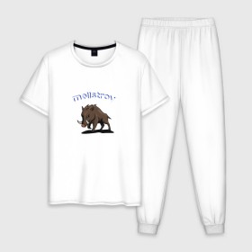Мужская пижама хлопок с принтом Mellstroy, у (синий цвет) в Тюмени, 100% хлопок | брюки и футболка прямого кроя, без карманов, на брюках мягкая резинка на поясе и по низу штанин
 | Тематика изображения на принте: 