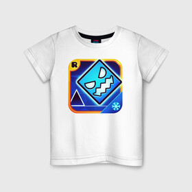 Детская футболка хлопок с принтом Geometry Dash в Тюмени, 100% хлопок | круглый вырез горловины, полуприлегающий силуэт, длина до линии бедер | аркада | платформер