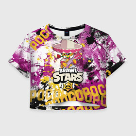 Женская футболка Crop-top 3D с принтом Brawl Stars Poco в Тюмени, 100% полиэстер | круглая горловина, длина футболки до линии талии, рукава с отворотами | 