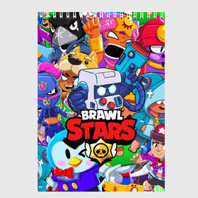 Скетчбук с принтом BRAWL STARS 8-BIT в Тюмени, 100% бумага
 | 48 листов, плотность листов — 100 г/м2, плотность картонной обложки — 250 г/м2. Листы скреплены сверху удобной пружинной спиралью | 8 bit | 8 бит | bibi | brawl stars | crow | el brown | leon | leon shark | max | mr.p | sally leon | shark | stars | virus | werewolf | акула | биби | вирус | ворон | леон | оборотень | пингвин