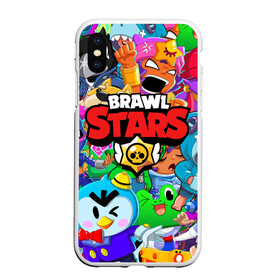 Чехол для iPhone XS Max матовый с принтом BRAWL STARS в Тюмени, Силикон | Область печати: задняя сторона чехла, без боковых панелей | 8 bit | 8 бит | bibi | brawl stars | crow | el brown | leon | leon shark | max | mr.p | sally leon | shark | stars | virus | werewolf | акула | биби | вирус | ворон | леон | оборотень | пингвин