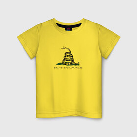 Детская футболка хлопок с принтом Dont tread on me в Тюмени, 100% хлопок | круглый вырез горловины, полуприлегающий силуэт, длина до линии бедер | анархия | анархо | антикоммунизм | гадсденовский | змея | капитализм | коммунизм | меня | на | наступай | не | светов | флаг