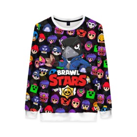 Женский свитшот 3D с принтом BRAWL STARS CROW в Тюмени, 100% полиэстер с мягким внутренним слоем | круглый вырез горловины, мягкая резинка на манжетах и поясе, свободная посадка по фигуре | 8 bit | 8 бит | bibi | brawl stars | crow | el brown | leon | leon shark | max | mr.p | sally leon | shark | stars | virus | werewolf | акула | биби | вирус | ворон | леон | оборотень | пингвин