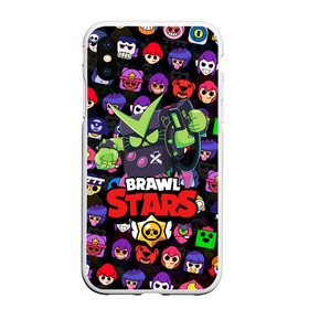 Чехол для iPhone XS Max матовый с принтом BRAWL STARS VIRUS 8-BIT в Тюмени, Силикон | Область печати: задняя сторона чехла, без боковых панелей | 8 bit | 8 бит | bibi | brawl stars | crow | el brown | leon | leon shark | max | mr.p | sally leon | shark | stars | virus | werewolf | акула | биби | вирус | ворон | леон | оборотень | пингвин