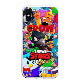 Чехол для iPhone XS Max матовый с принтом BRAWL STARS CROW в Тюмени, Силикон | Область печати: задняя сторона чехла, без боковых панелей | 8 bit | 8 бит | bibi | brawl stars | crow | el brown | leon | leon shark | max | mr.p | sally leon | shark | stars | virus | werewolf | акула | биби | вирус | ворон | леон | оборотень | пингвин