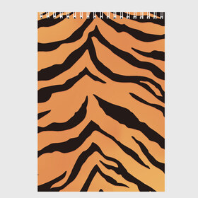Скетчбук с принтом Тигриный камуфляж в Тюмени, 100% бумага
 | 48 листов, плотность листов — 100 г/м2, плотность картонной обложки — 250 г/м2. Листы скреплены сверху удобной пружинной спиралью | камуфляж | кошка | кошки | окрас | природа | текстура | тигр | тигра | тигры