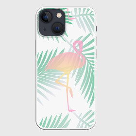 Чехол для iPhone 13 mini с принтом Фламинго в джунглях в Тюмени,  |  | арт | джунгли | лес | леса | пальма | пальмы | папоротник | розовый фламинго | фламинго