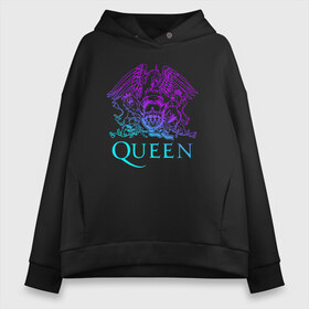 Женское худи Oversize хлопок с принтом QUEEN в Тюмени, френч-терри — 70% хлопок, 30% полиэстер. Мягкий теплый начес внутри —100% хлопок | боковые карманы, эластичные манжеты и нижняя кромка, капюшон на магнитной кнопке | queen | rock | брайан мэи | группа queen | группа квин | джон дикон | квин | королева | король | роджер тейлор | рок | фредди меркьюри