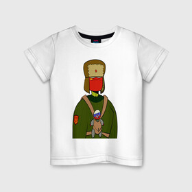 Детская футболка хлопок с принтом СountryHumans - Россия в Тюмени, 100% хлопок | круглый вырез горловины, полуприлегающий силуэт, длина до линии бедер | Тематика изображения на принте: country humans | интернет приколы | мемы | прикольные картинки | россия | сountryhumans | ссср