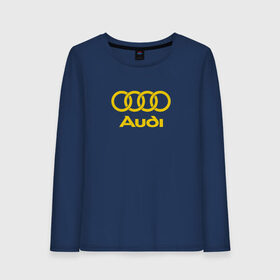 Женский лонгслив хлопок с принтом Audi GOLD в Тюмени, 100% хлопок |  | audi | auto | quattro | авто | автомобиль | ауди | марка | машина