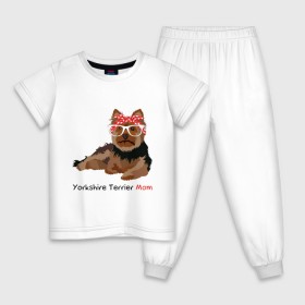 Детская пижама хлопок с принтом Yorkshire terrier mom в Тюмени, 100% хлопок |  брюки и футболка прямого кроя, без карманов, на брюках мягкая резинка на поясе и по низу штанин
 | Тематика изображения на принте: йорк | йоркширский_терьер | собака | собачка