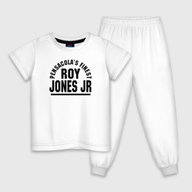 Детская пижама хлопок с принтом Roy Jones Jr. в Тюмени, 100% хлопок |  брюки и футболка прямого кроя, без карманов, на брюках мягкая резинка на поясе и по низу штанин
 | Тематика изображения на принте: captain hook | roy jones | roy levesta jones | бокс | капитан хук | рой джонс