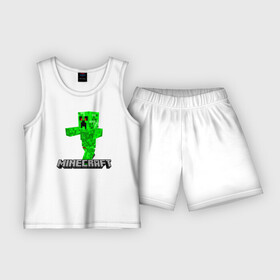 Детская пижама с шортами хлопок с принтом MINECRAFT в Тюмени,  |  | block | creeper | cube | minecraft | pixel | блок | геометрия | крафт | крипер | кубики | майнкрафт | пиксели