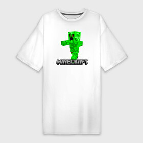 Платье-футболка хлопок с принтом MINECRAFT в Тюмени,  |  | block | creeper | cube | minecraft | pixel | блок | геометрия | крафт | крипер | кубики | майнкрафт | пиксели
