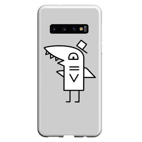 Чехол для Samsung Galaxy S10 с принтом Мистер акулёныш gray в Тюмени, Силикон | Область печати: задняя сторона чехла, без боковых панелей | Тематика изображения на принте: 8 марта | aesthetic | cute | night in the woods | senpai | sharkle | акула | акулёнок | акулёныш | аниме | мемы | милота | приколы | прикольные картинки | сенпай