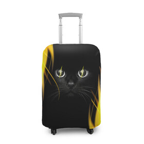 Чехол для чемодана 3D с принтом Грозовой кошак в Тюмени, 86% полиэфир, 14% спандекс | двустороннее нанесение принта, прорези для ручек и колес | глаза | грозовой | кот | кошак | молнии | пламя | разряды | черный