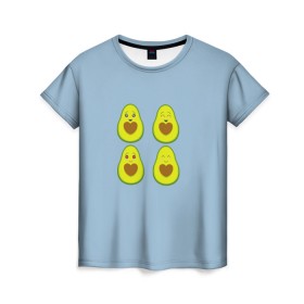 Женская футболка 3D с принтом Авокадо в Тюмени, 100% полиэфир ( синтетическое хлопкоподобное полотно) | прямой крой, круглый вырез горловины, длина до линии бедер | авокадо | авокадо с сердечком | авокадо сердечко | авокадо сердце | авокадо эмоции | сердечко | четыре | четыре авокадо