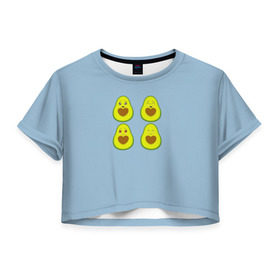 Женская футболка Crop-top 3D с принтом Авокадо в Тюмени, 100% полиэстер | круглая горловина, длина футболки до линии талии, рукава с отворотами | авокадо | авокадо с сердечком | авокадо сердечко | авокадо сердце | авокадо эмоции | сердечко | четыре | четыре авокадо