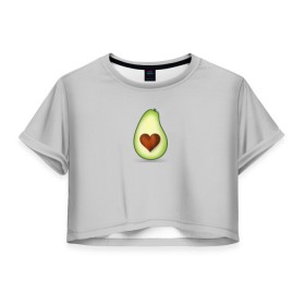 Женская футболка Crop-top 3D с принтом Авокадо сердечко в Тюмени, 100% полиэстер | круглая горловина, длина футболки до линии талии, рукава с отворотами | авокадо | авокадо с сердечком | авокадо сердечко | авокадо сердце | авокадо эмоции | сердечко | четыре | четыре авокадо