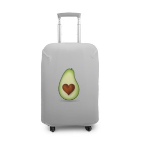 Чехол для чемодана 3D с принтом Авокадо сердечко в Тюмени, 86% полиэфир, 14% спандекс | двустороннее нанесение принта, прорези для ручек и колес | авокадо | авокадо с сердечком | авокадо сердечко | авокадо сердце | авокадо эмоции | сердечко | четыре | четыре авокадо