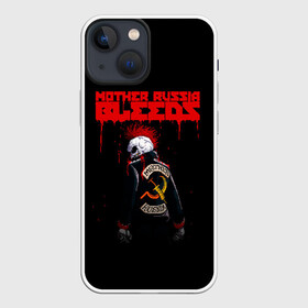 Чехол для iPhone 13 mini с принтом Mother Russia Bleeds в Тюмени,  |  | 8 бит | bleeds | mother | pixel | russia | видеоигра | восьмибитная | игра | кровавая | кровоточит | кровь | куртка | мать | надпись | пиксель | пиксельная | ракез | россия | скелет | скелетон | текст | череп