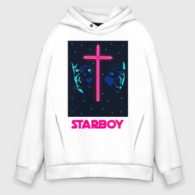 Мужское худи Oversize хлопок с принтом STARBOY в Тюмени, френч-терри — 70% хлопок, 30% полиэстер. Мягкий теплый начес внутри —100% хлопок | боковые карманы, эластичные манжеты и нижняя кромка, капюшон на магнитной кнопке | Тематика изображения на принте: blinding lights | heartless | starboy | the weekend | уикенд