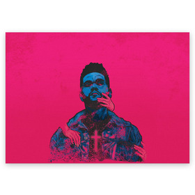 Поздравительная открытка с принтом The Weeknd в Тюмени, 100% бумага | плотность бумаги 280 г/м2, матовая, на обратной стороне линовка и место для марки
 | Тематика изображения на принте: blinding lights | heartless | starboy | the weekend | уикенд
