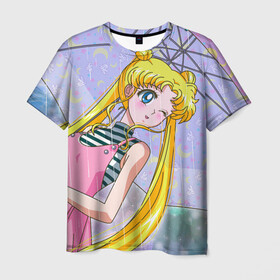 Мужская футболка 3D с принтом Sailor Moon в Тюмени, 100% полиэфир | прямой крой, круглый вырез горловины, длина до линии бедер | Тематика изображения на принте: baby | bunny | girl | like | pink | sailormoon | usagi | вода капли | воин | волосы | глаза | девушка | дождь | зайчик | зонтик | котик | кролик | лето | луна | малышка | матроска | небо | облака | природа | радуга | розовый
