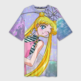 Платье-футболка 3D с принтом Sailor Moon в Тюмени,  |  | baby | bunny | girl | like | pink | sailormoon | usagi | вода капли | воин | волосы | глаза | девушка | дождь | зайчик | зонтик | котик | кролик | лето | луна | малышка | матроска | небо | облака | природа | радуга | розовый