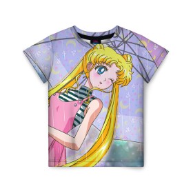 Детская футболка 3D с принтом Sailor Moon в Тюмени, 100% гипоаллергенный полиэфир | прямой крой, круглый вырез горловины, длина до линии бедер, чуть спущенное плечо, ткань немного тянется | baby | bunny | girl | like | pink | sailormoon | usagi | вода капли | воин | волосы | глаза | девушка | дождь | зайчик | зонтик | котик | кролик | лето | луна | малышка | матроска | небо | облака | природа | радуга | розовый