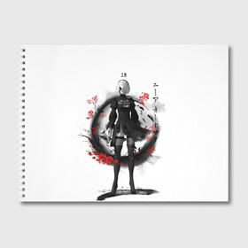 Альбом для рисования с принтом 2B Ink Sakura dawn в Тюмени, 100% бумага
 | матовая бумага, плотность 200 мг. | 2a | 2b | 9s | andoird | ink | japanese | kanji | nier automata | nuar | sakura | yohra | андроид | кандзи | нуар | сакура | чернила | япония
