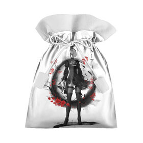 Подарочный 3D мешок с принтом 2B Ink Sakura dawn в Тюмени, 100% полиэстер | Размер: 29*39 см | 2a | 2b | 9s | andoird | ink | japanese | kanji | nier automata | nuar | sakura | yohra | андроид | кандзи | нуар | сакура | чернила | япония