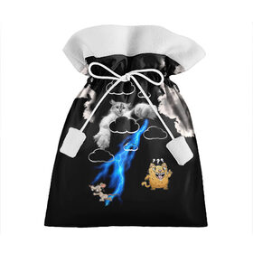 Подарочный 3D мешок с принтом Грозовой, кошак (кара) в Тюмени, 100% полиэстер | Размер: 29*39 см | глаза | грозовой | зубы | кот | кошак | красный | молнии | пламя | разряды | черный