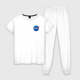 Женская пижама хлопок с принтом NASA в Тюмени, 100% хлопок | брюки и футболка прямого кроя, без карманов, на брюках мягкая резинка на поясе и по низу штанин | galaxy | maven | nasa | space | space company | star | астрономия | галактика | джемини | дискавери | звезды | космическая компания | космос | кьюриос | меркурий | наса | скайлэб | спейс шаттл | шаттл