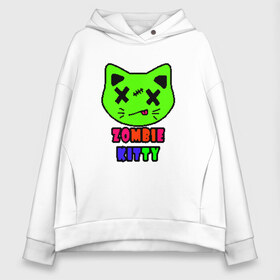 Женское худи Oversize хлопок с принтом Zombie Kitty в Тюмени, френч-терри — 70% хлопок, 30% полиэстер. Мягкий теплый начес внутри —100% хлопок | боковые карманы, эластичные манжеты и нижняя кромка, капюшон на магнитной кнопке | зомби | каваи | кислота | кот | котик | кошка | милый | монстр | пиксельный арт | радуга | яркий