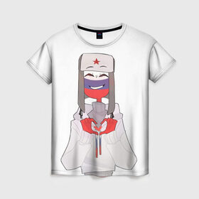 Женская футболка 3D с принтом Country Humans в Тюмени, 100% полиэфир ( синтетическое хлопкоподобное полотно) | прямой крой, круглый вырез горловины, длина до линии бедер | countryhumans | картинки | персонаж | прикольные картинки