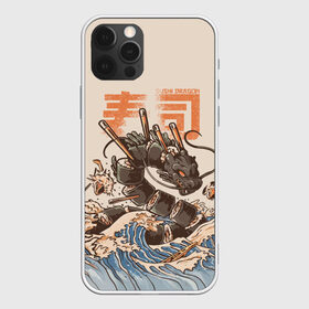 Чехол для iPhone 12 Pro Max с принтом Sushi dragon в Тюмени, Силикон |  | Тематика изображения на принте: волны | дракон | суши | суши дракон | японские волны | японский дракон