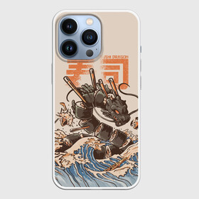 Чехол для iPhone 13 Pro с принтом Sushi dragon в Тюмени,  |  | волны | дракон | суши | суши дракон | японские волны | японский дракон