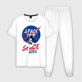 Мужская пижама хлопок с принтом Space trip в Тюмени, 100% хлопок | брюки и футболка прямого кроя, без карманов, на брюках мягкая резинка на поясе и по низу штанин
 | аниме | космическая | космос | наса | путешествие в космос